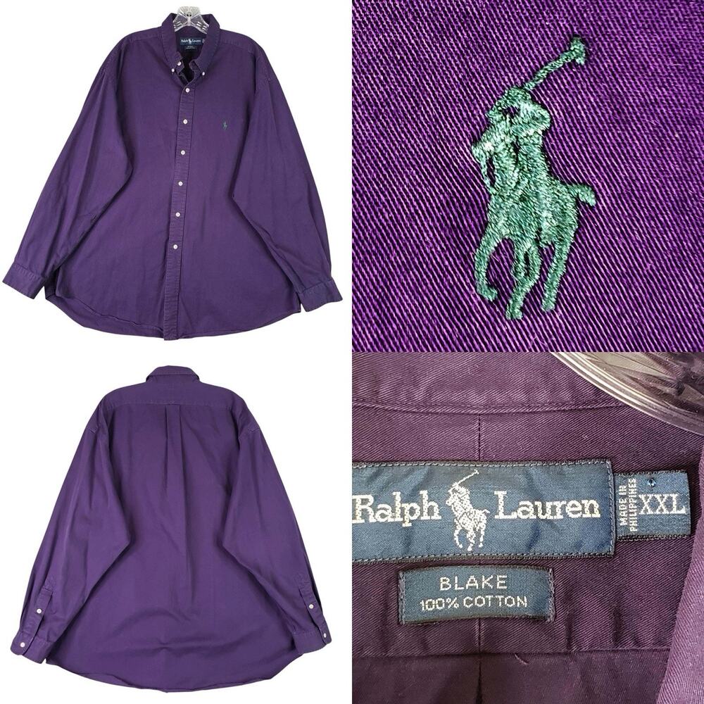 Polo Ralph Lauren Shirt Oxford Button Down Men’s Size XXL Solid Purple LS